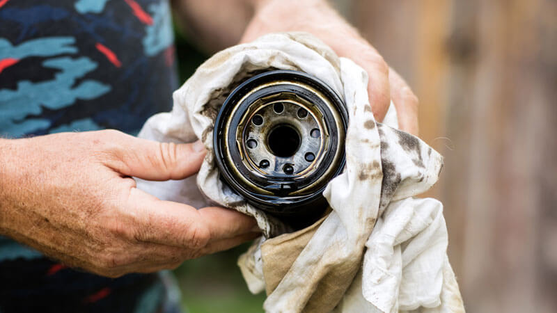 clogged lawnmower oil-filter